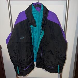 VINTAGE Columbia 2 in 1 Black, Purple, and Teal Ski Jacket $75 3XL
